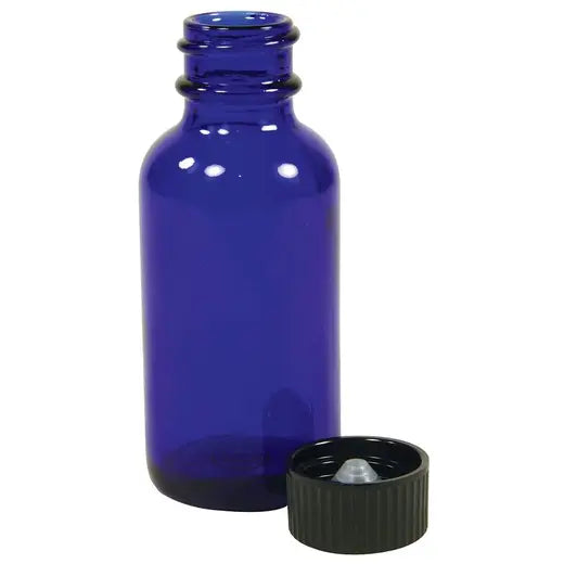 1 oz Cobalt Blu Boston Round Bottle, w cap, ea