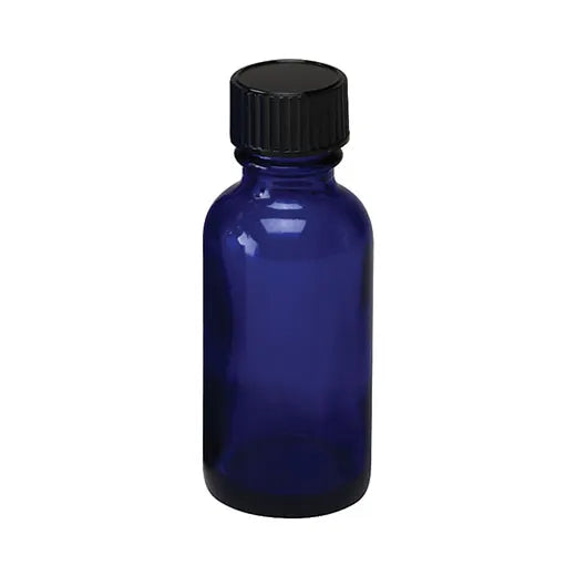 1/2 oz Cobalt Blu Boston Round Bottle, w cap, ea