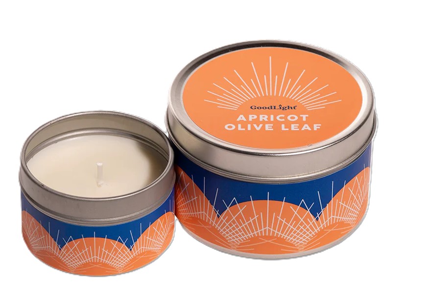 Candle, Tin, Apricot Olive Leaf, 2 oz