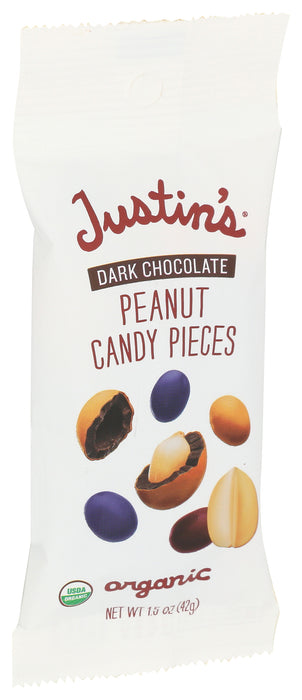 Dark Chocolate Peanut Candy Pieces, Org, 1.5 oz