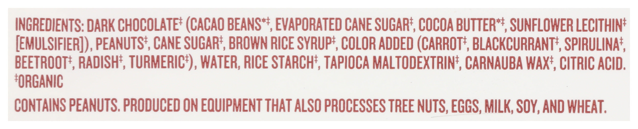 Dark Chocolate Peanut Candy Pieces, Org, 1.5 oz