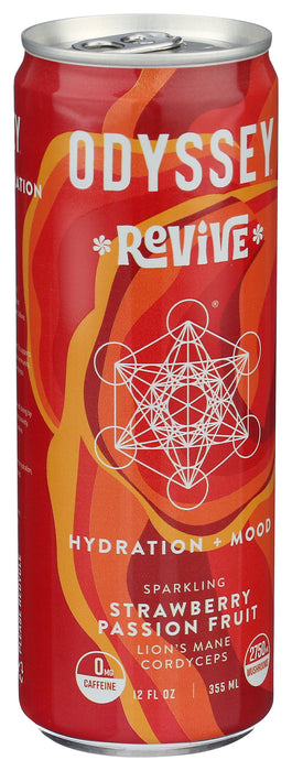 Revive Sparkling Mushroom Elixir, Strawberry Passion Fruit, 12 fl oz