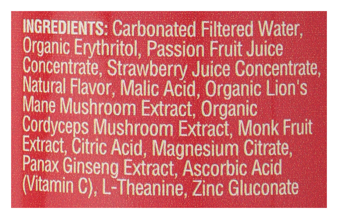 Revive Sparkling Mushroom Elixir, Strawberry Passion Fruit, 12 fl oz