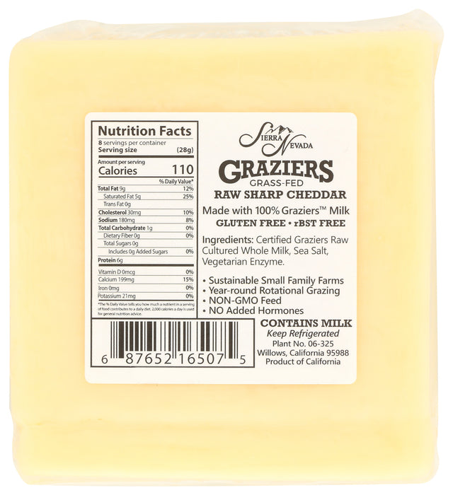 Raw Sharp Cheddar, Grass-Fed, 8 oz
