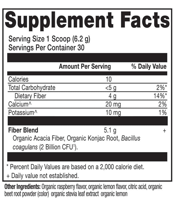 Organic Fiber Powder, Raspberry Lemonade, Org, 30 serv/6.5 oz