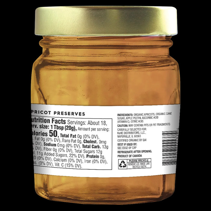 Apricot Preserves, Org, 13 oz