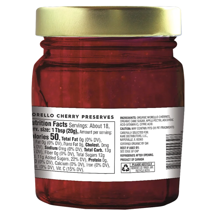 Morello Cherry Preserves, Org, 13 oz