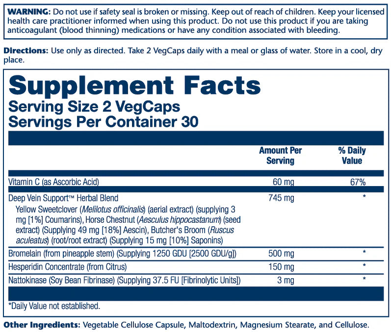 Deep Vein Support, 60 vcap