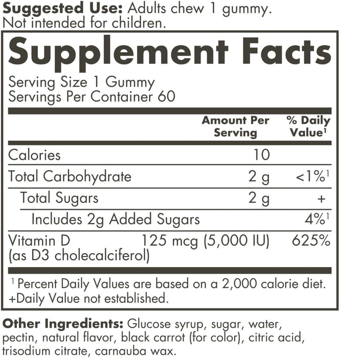 Vitamin D3 Gummies 5000 IU, 60 gummy