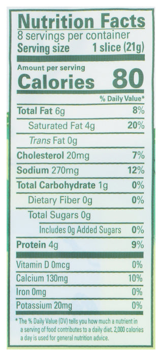 American White Cheese Slices, Org, 6 oz