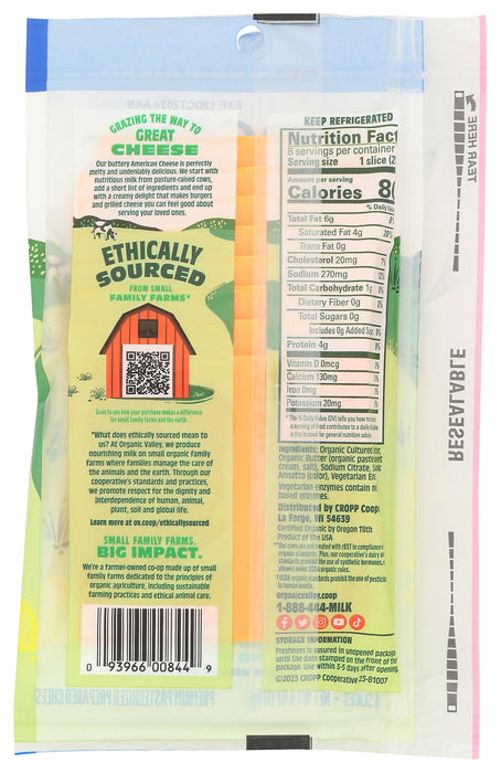 American Yellow Cheese Slices, Org, 6 oz