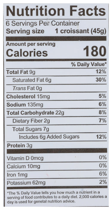 Chocolate Croissants 6 ct, 9.5 oz