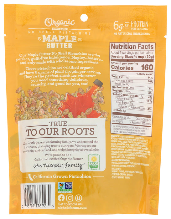 No Shell Pistachios, Maple Butter, Org, 5 oz