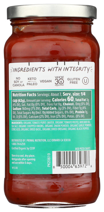 Pizza Sauce Unsweetened w/ Avocado Oil, 16 oz