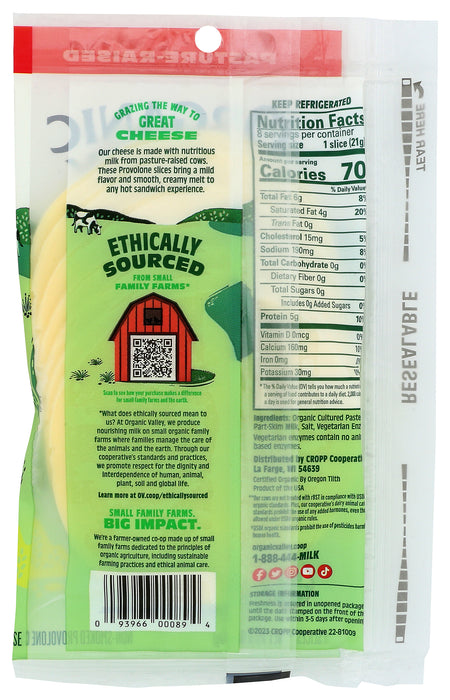 Provolone Cheese, Sliced Org, 6 oz