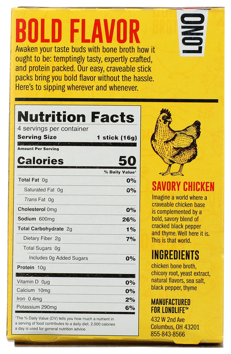 Sipping Bone Broth, Savory Chicken 4 pk, 2.24 oz