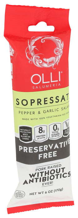 Sopressata Pepper & Garlic Salami, ABF, 6 oz