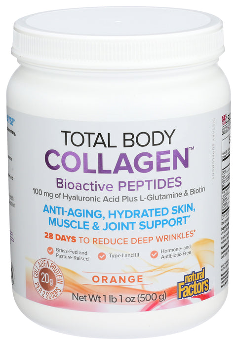 Total Body Collagen Peptides, Orange, 1 lb 1 oz/500 g