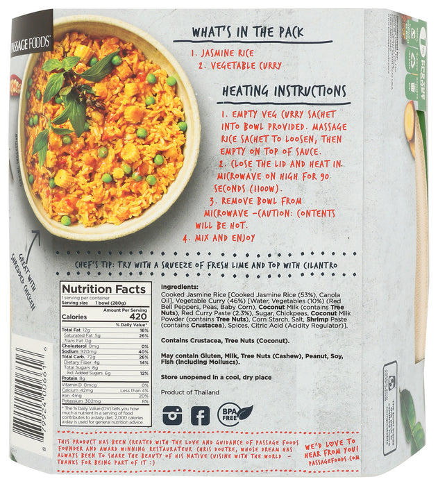 Veg Curry Bowl, Thai Red Curry w/ Rice, 9.9 oz