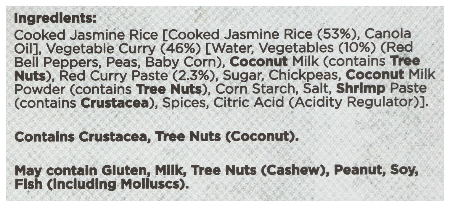 Veg Curry Bowl, Thai Red Curry w/ Rice, 9.9 oz