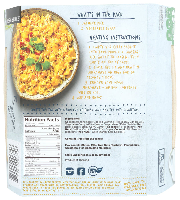 Veg Curry Bowl, Thai Yellow Curry w/ Rice, 9.9 oz