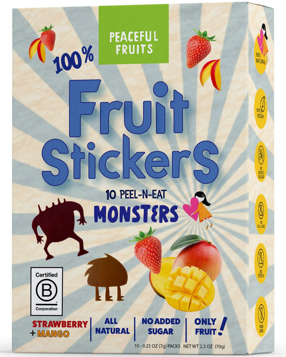 Fruit Stickers, Strawberry + Mango, 2.5 oz