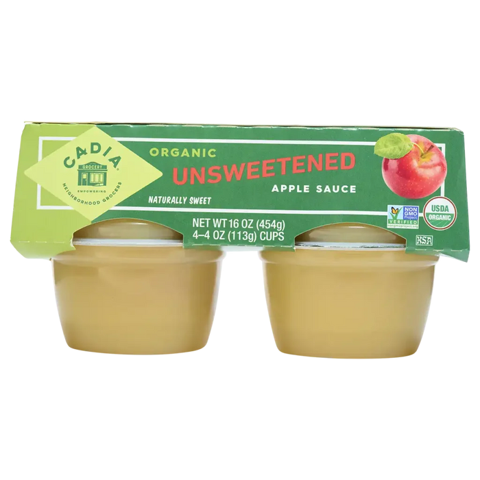 Apple Sauce, Unsweetened, Org, 4/4oz