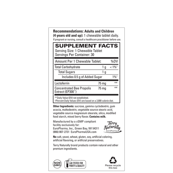 Lactoferrin with Propolis, 30 chew tab