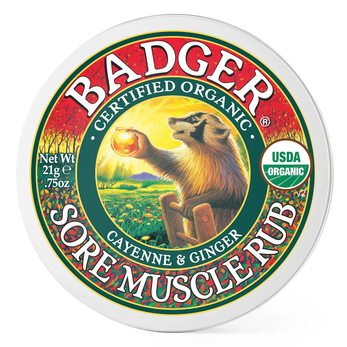Sore Muscle Rub Tin, Org, 0.75 oz
