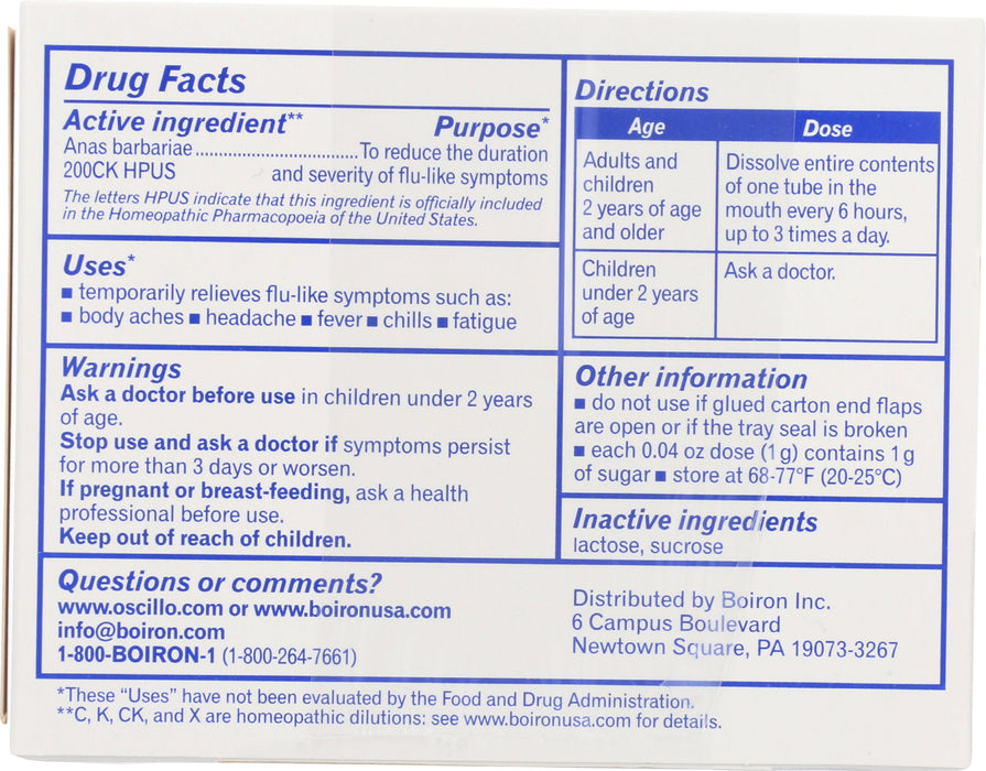 Oscillococcinum, 12 dose