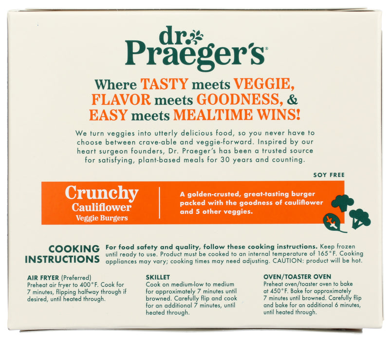 Crunchy Cauliflower Veggie Burgers, V, GF, 10 oz