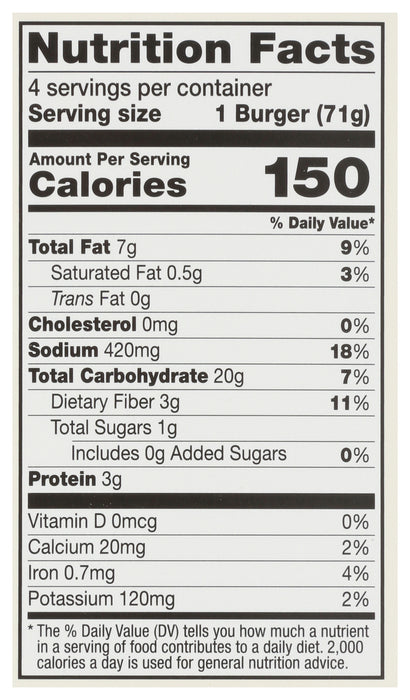 Crunchy Cauliflower Veggie Burgers, V, GF, 10 oz