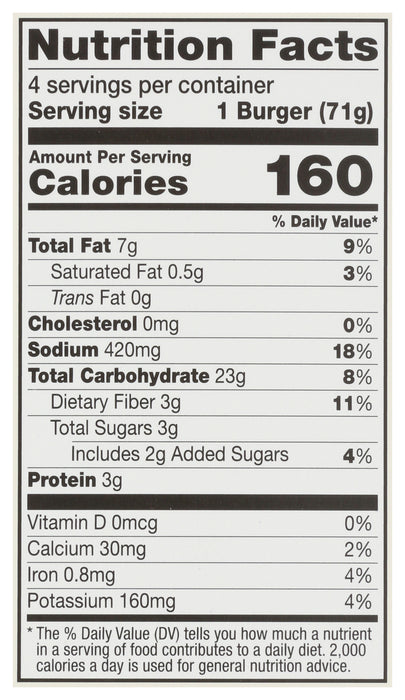 Crunchy Southwestern Sweet Potato Veggie Burger, V, GF, 10 oz