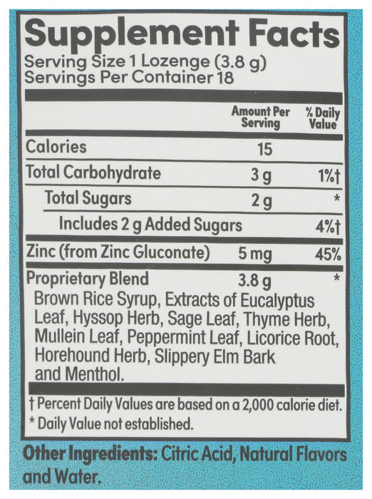 Immunity Menthol Lozenges, GF, 18 loz