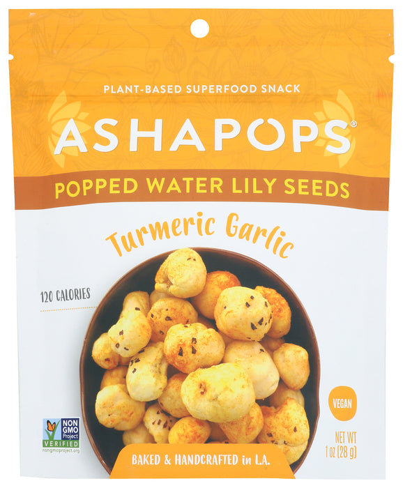 Popped Water Lily Seeds, Turmeric Garlic, 1 oz