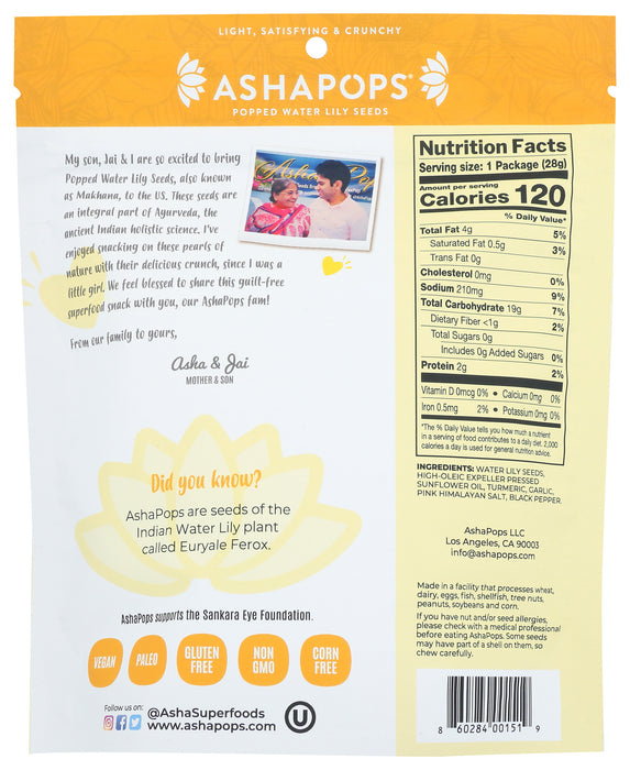 Popped Water Lily Seeds, Turmeric Garlic, 1 oz