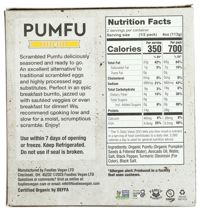 PUMFU Pumpkin Seed Tofu, Scramble, 8 oz