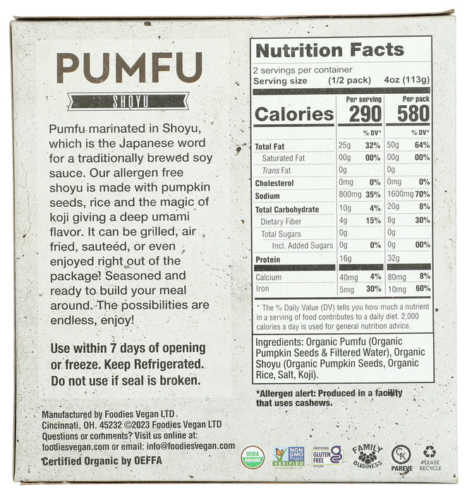 PUMFU Pumpkin Seed Tofu, Shoyu, 8 oz