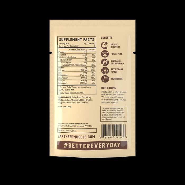 Ca-Cow Chocolate Whey Protein, GF, single serve, 1.1 oz