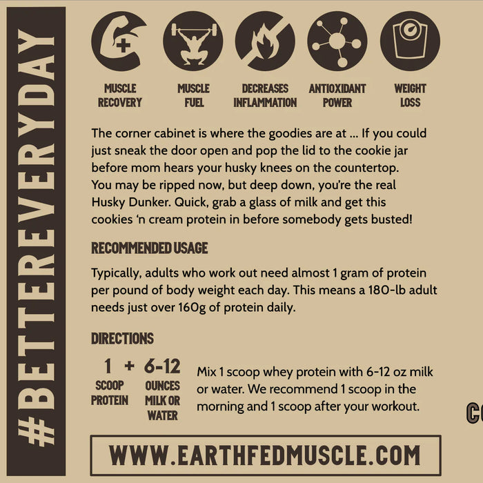 Husky Dunker Cookies and Cream Whey Protein, 26 serve/32 oz