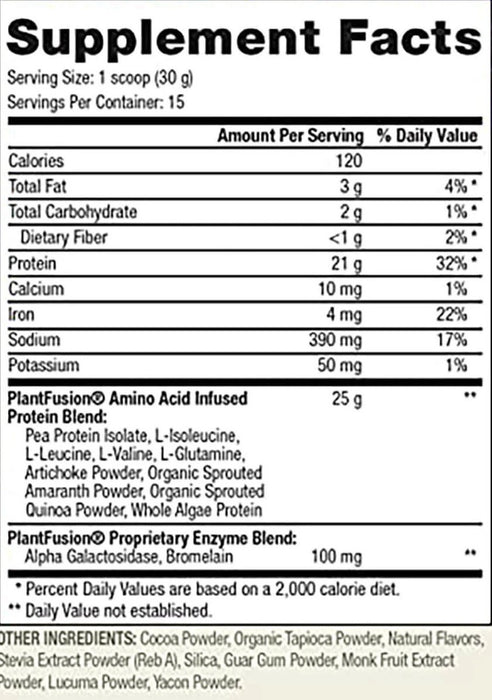 Complete Chocolate Protein, Plant Based, 15 serv/15.87 oz