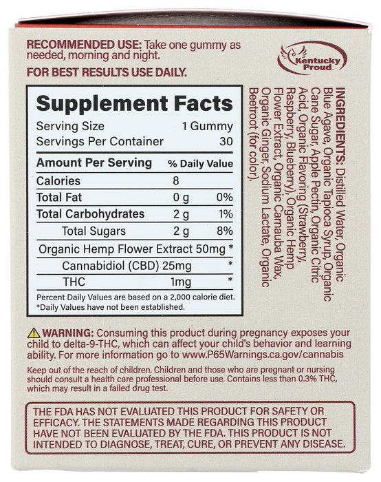 Full Spectrum Hemp Gummies 750mg, Berry, Org, 30 gummy