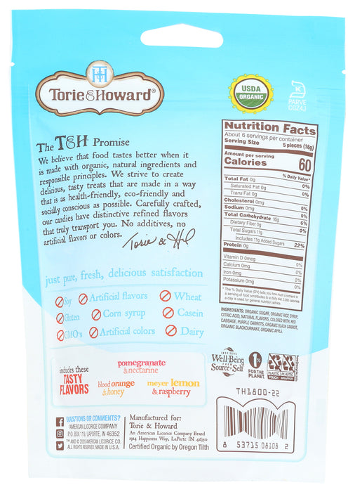 Hard Candy, Fruit Flavors, Org, GF, 3.5 oz