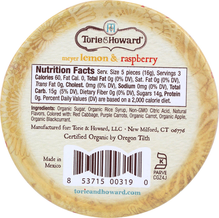 Meyer Lemon & Raspberry Hard Candy, Org, 2 oz