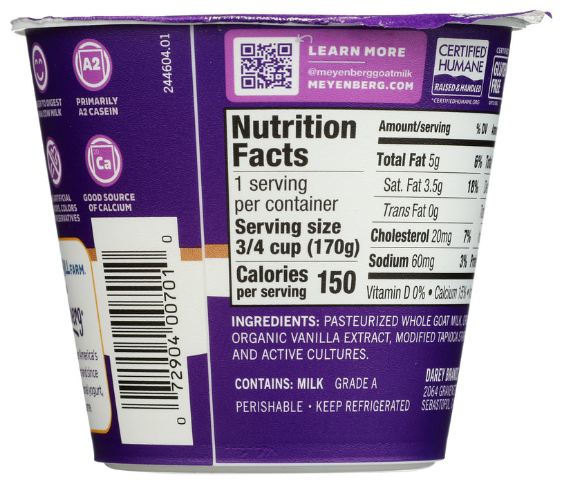 Probiotic Goat Yogurt, Vanilla, GF, 6 oz