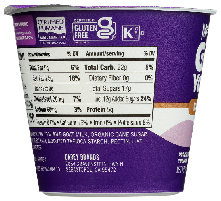 Probiotic Goat Yogurt, Vanilla, GF, 6 oz