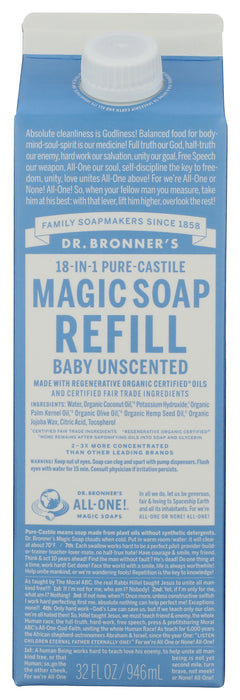 Pure Castile Liquid Soap Refill, Hemp Baby Unscntd, 32 fl oz