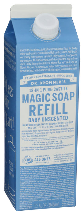 Pure Castile Liquid Soap Refill, Hemp Baby Unscntd, 32 fl oz