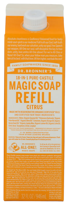 Pure Castile Liquid Soap Refill, Hemp Citrus, 32 fl oz