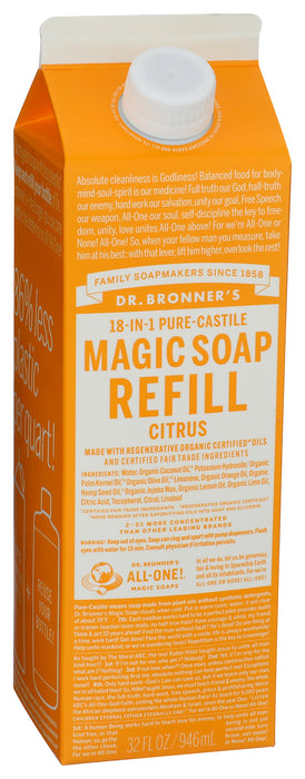 Pure Castile Liquid Soap Refill, Hemp Citrus, 32 fl oz